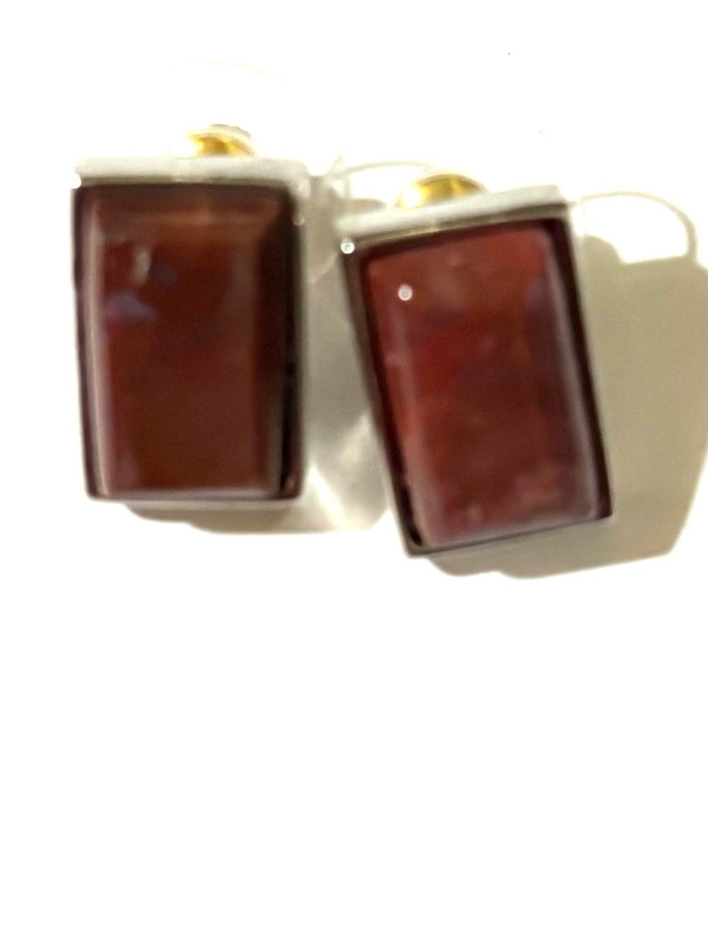 Fashion Jewelry Brown Rectangular Stone Drop Earrings